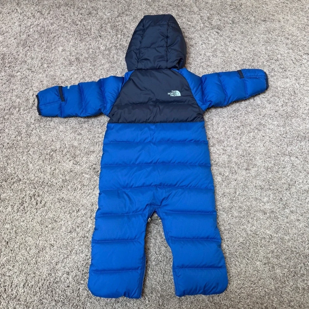 North Face 550 Lil' Snuggler Down Bunting Suit Blue Winter Baby Infant Sz 6-12M